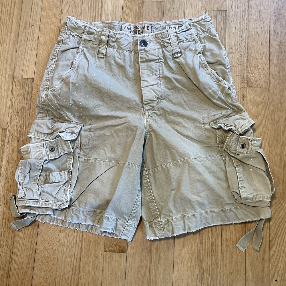 Vintage Abercrombie & Fitch Mens Y2K Cargo Shorts Paratrooper Khaki Outdoor Sz31